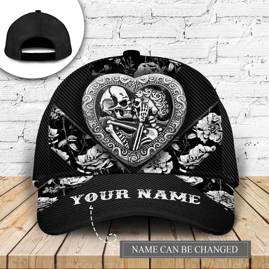 Metal Skull Couple Floral Personalized Classic Cap For Summer Outings Festivals And Relaxed Daily Wear