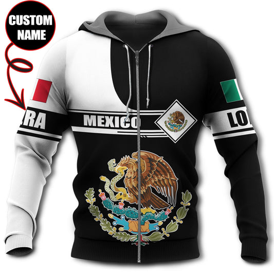 Black White Mexico Symbol Personalized Hoodie For Casual Streetwear Travel And Everyday Comfort