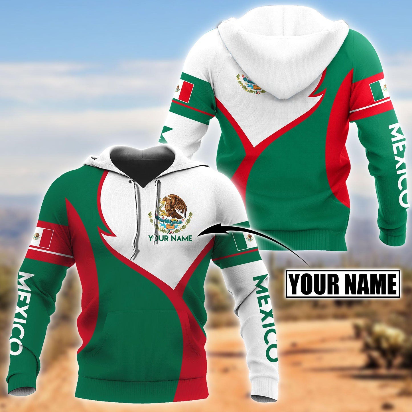 Green Red Mexico Personalized Hoodie For Weekend Adventures Casual Style And Relaxed Comfort