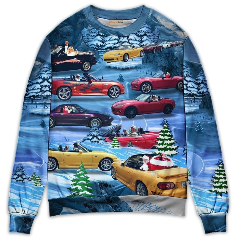 Compact Roadster Sports Car Enthusiast Sweater For Motorsport Fans Travel Parties And Relaxed Daily Outfits