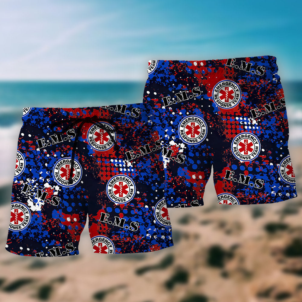 Heroes Military Police Fire Nurses Beach Shorts Pattern View For Resort Days And Outdoor Activities