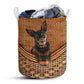 Miniature Pinscher Dog Rattan Texture Laundry Basket For Bathroom Bedroom Storage