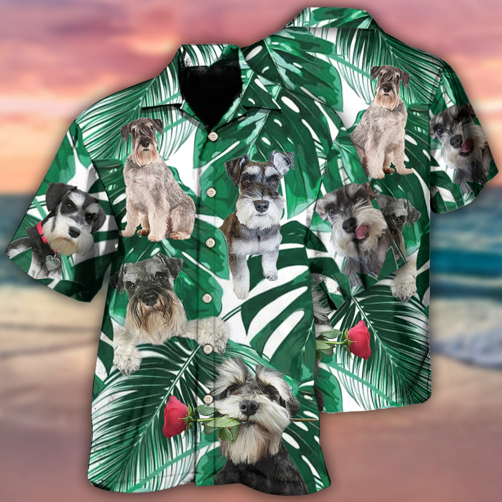 Tropical Miniature Schnauzer Hawaiian Shirt With Detailed Graphic For Coastal Adventures Summer Events And Everyday Comfort