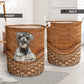 Miniature Schnauzers Dog Rattan Texture Laundry Basket For Room Home Organizer