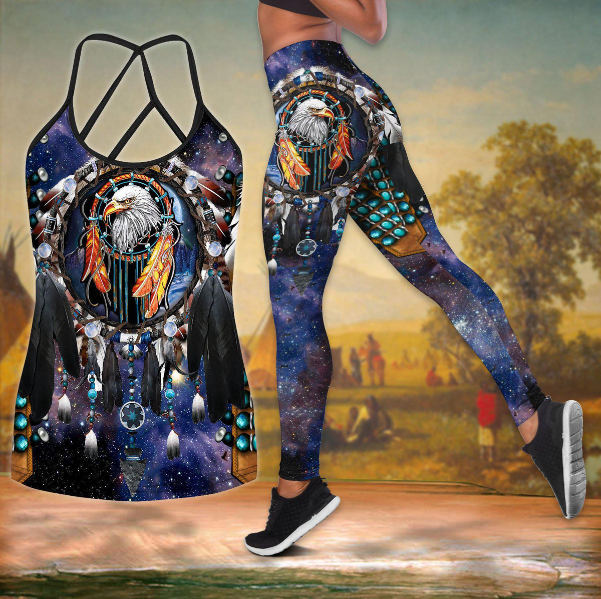 Native Dreamcatcher Hollow Tank Top For Yoga Workouts And Festival Wear
