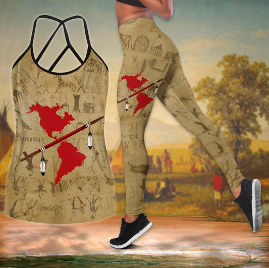 Native Map Hollow Tank Top For Yoga Workouts And Casual Wear