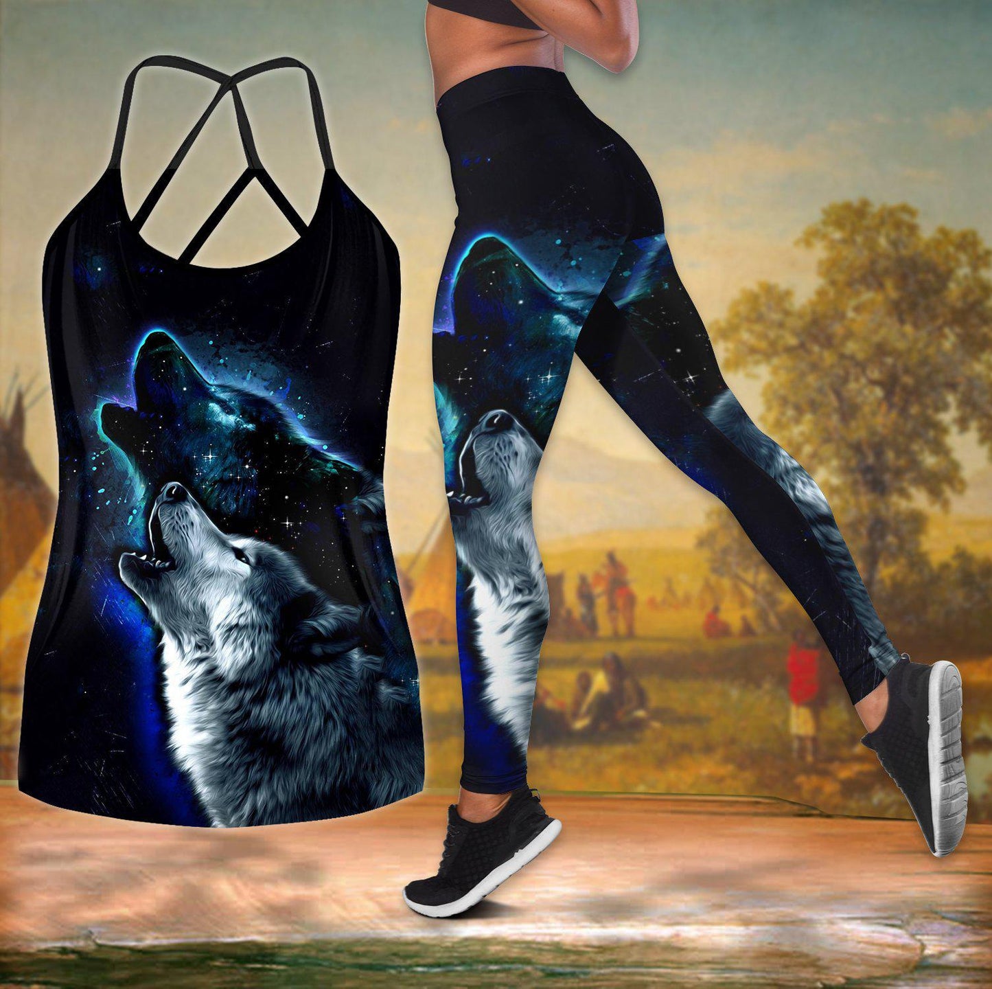 Native Wolf Moon Love Hollow Tank Top For Yoga Workouts And Festival Wear