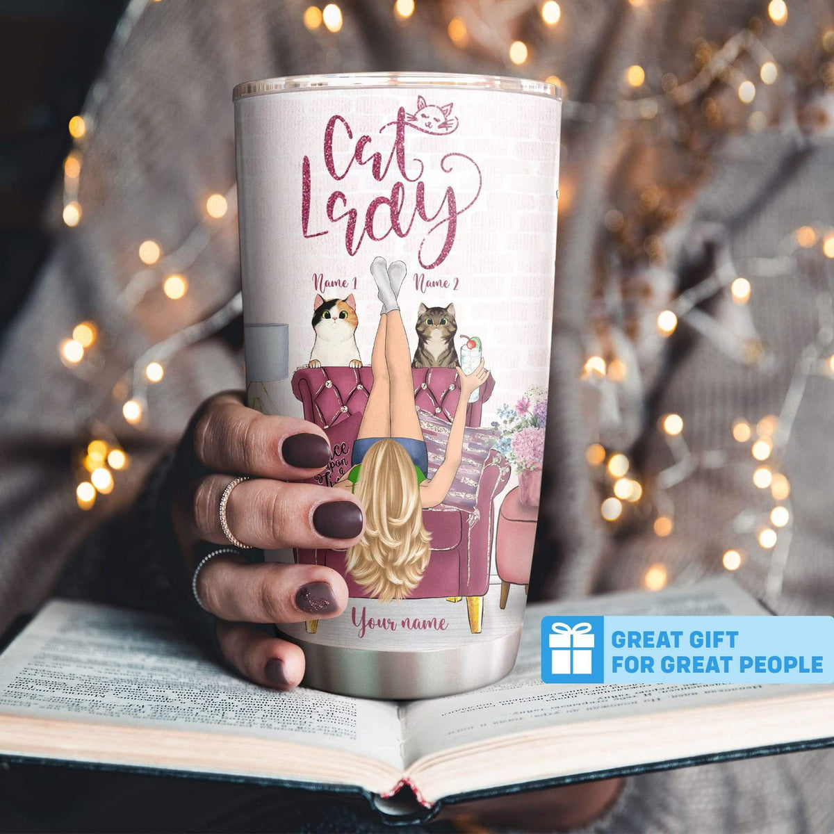 Cat Lady Personalized 20 Oz Tumbler For Coffee Travel And Daily Drinks
