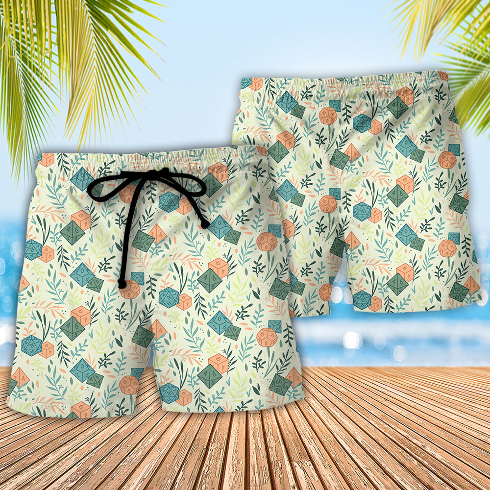 Dnd Dice Plants Simple Pattern Beach Shorts For Poolside Relaxation And Everyday Comfort