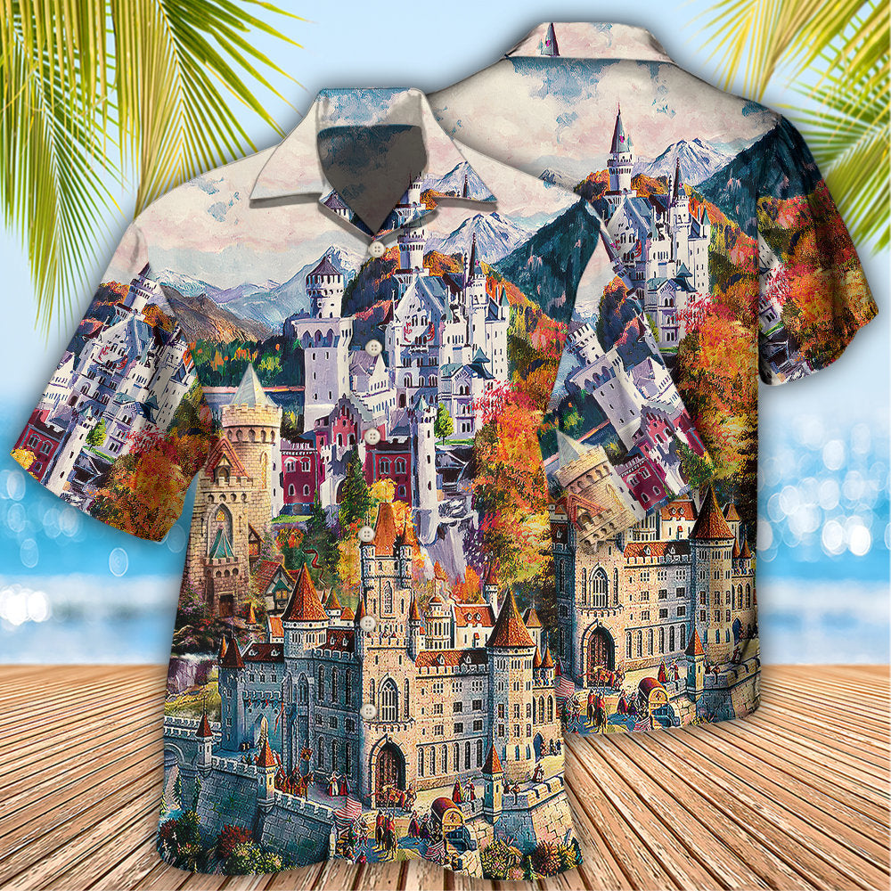Vintage Castle Memories Hawaiian Shirt With All Over Print For Coastal Adventures Summer Events And Everyday Comfort