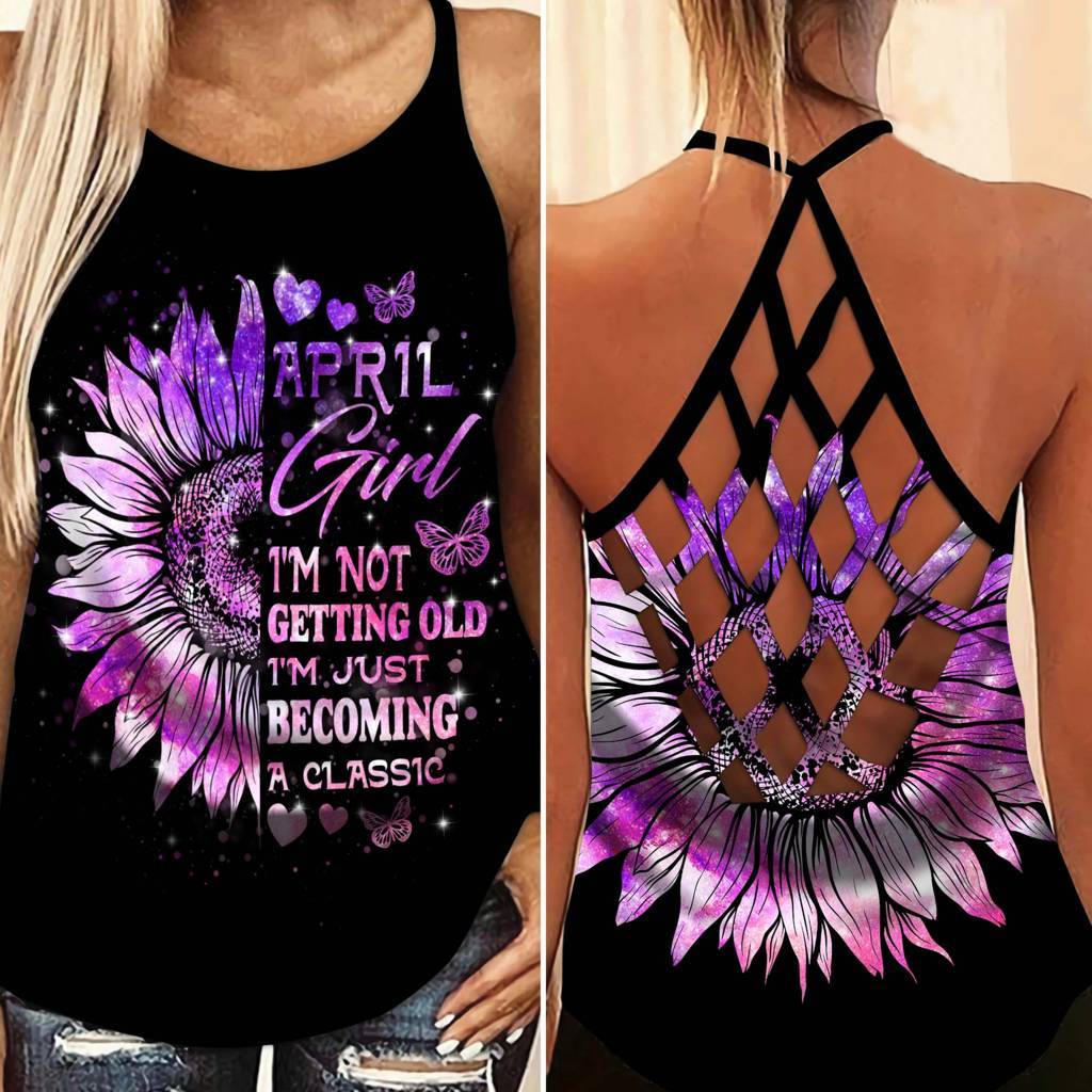 April Girl Sunflower Hollow Tank Top For Yoga Practice And Summer Outings