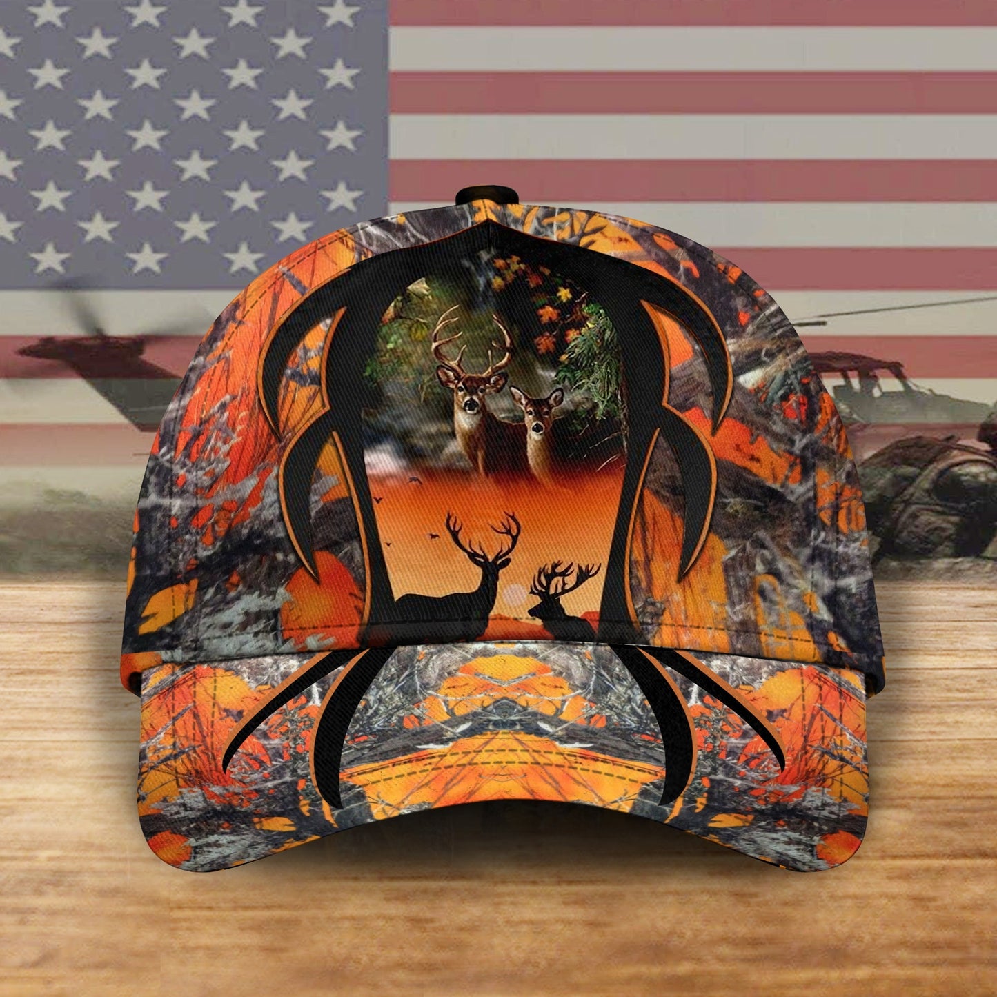 Deer Hunting Forest Vintage Classic Cap For Summer Vacations Parties And Outdoor Events
