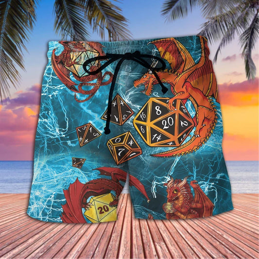 Dragon D20 Colorful Beach Shorts Pattern View For Creative Warm Weather Outfits