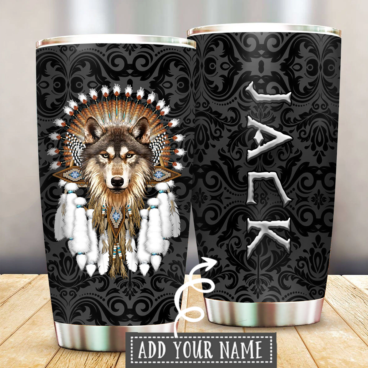 Native Wolf Dreamcatcher Personalized 20 Oz Tumbler For Coffee Travel And Daily Drinks
