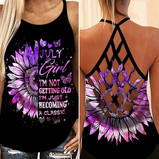 June Girl Sunflower Hollow Tank Top For Yoga Practice And Summer Outings