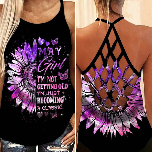 May Girl Sunflower Hollow Tank Top For Yoga Practice And Summer Outings