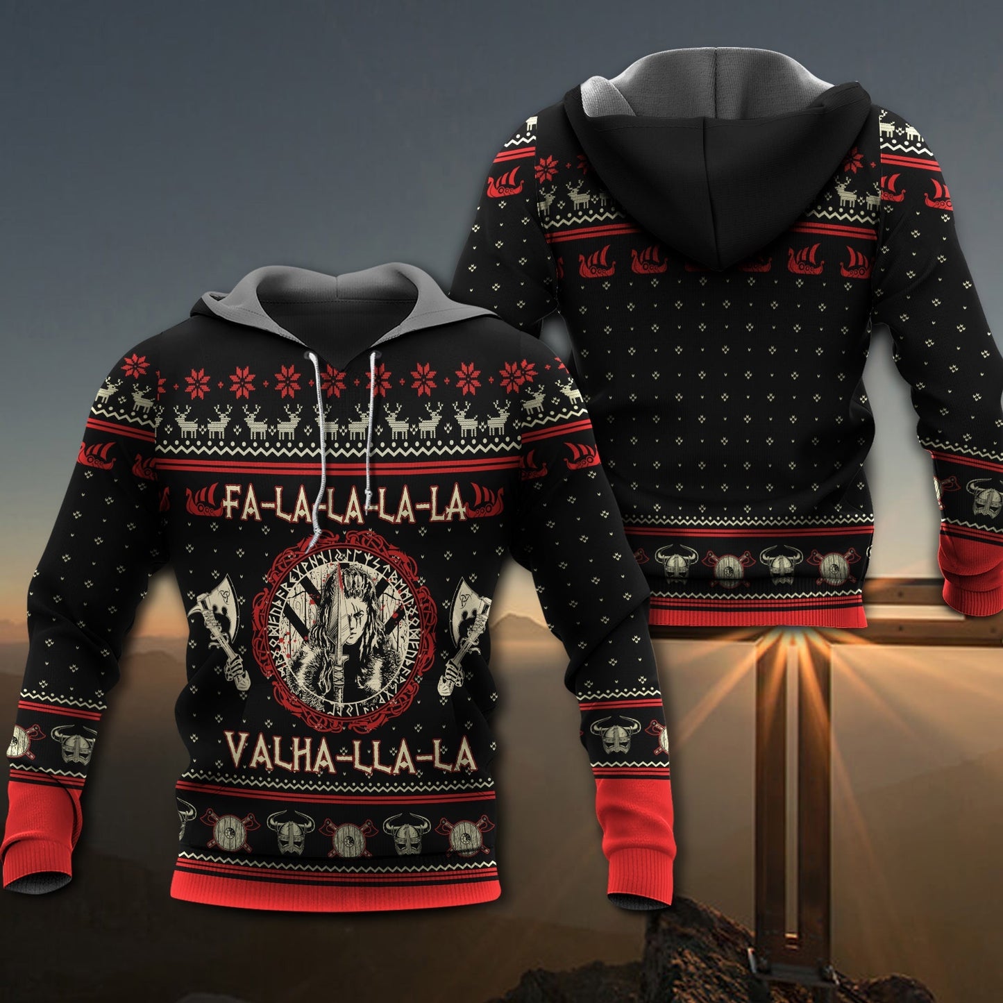 Viking Shieldmaiden Holiday Humor Hoodie For Seasonal Parties Casual Wear And Thoughtful Holiday Gifts