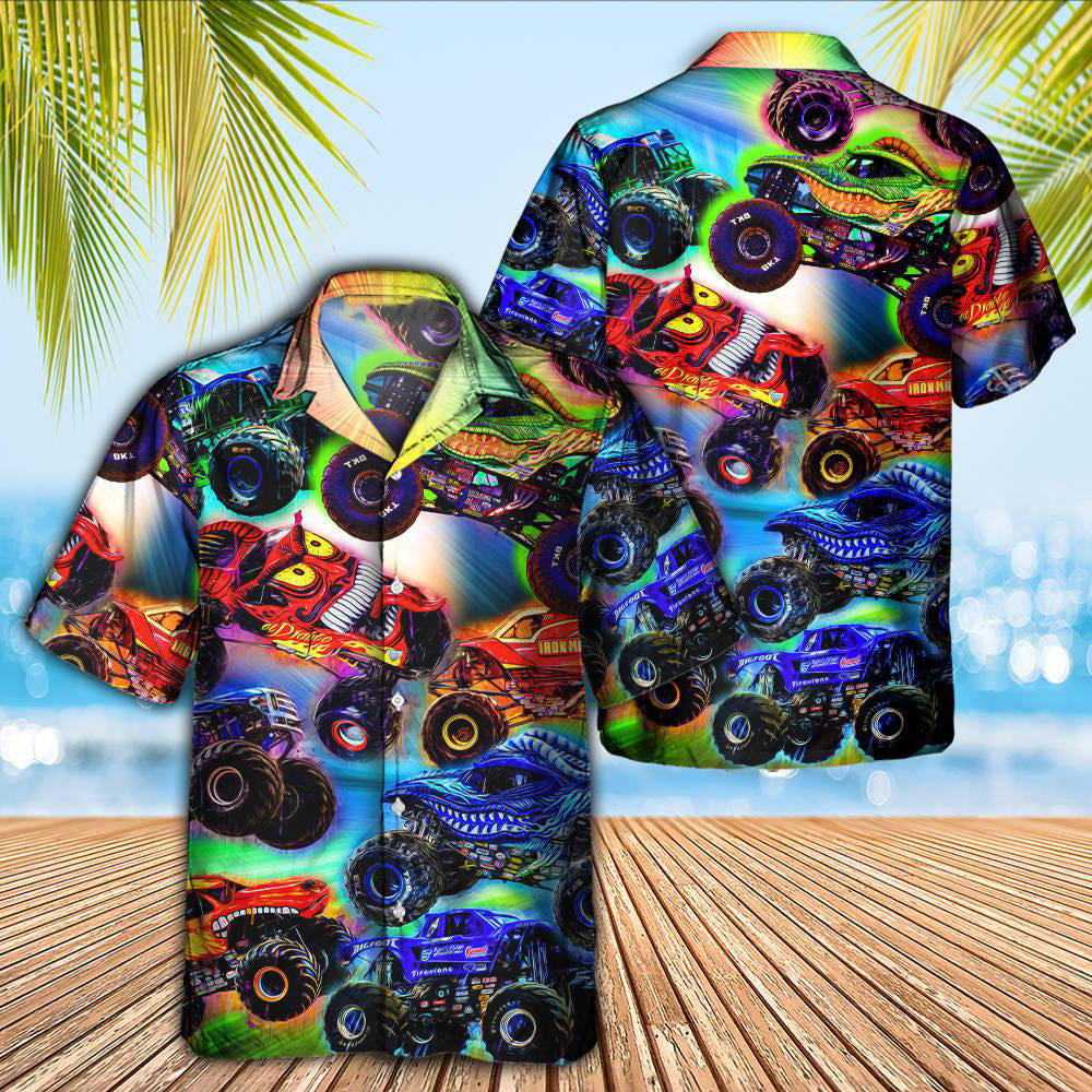 Rainbow Truck Roll Hawaiian Shirt For Poolside Relaxation And Sunny Getaways