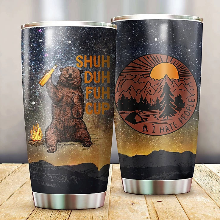 Camping Bear 20 Oz Tumbler For Coffee Travel And Daily Drinks