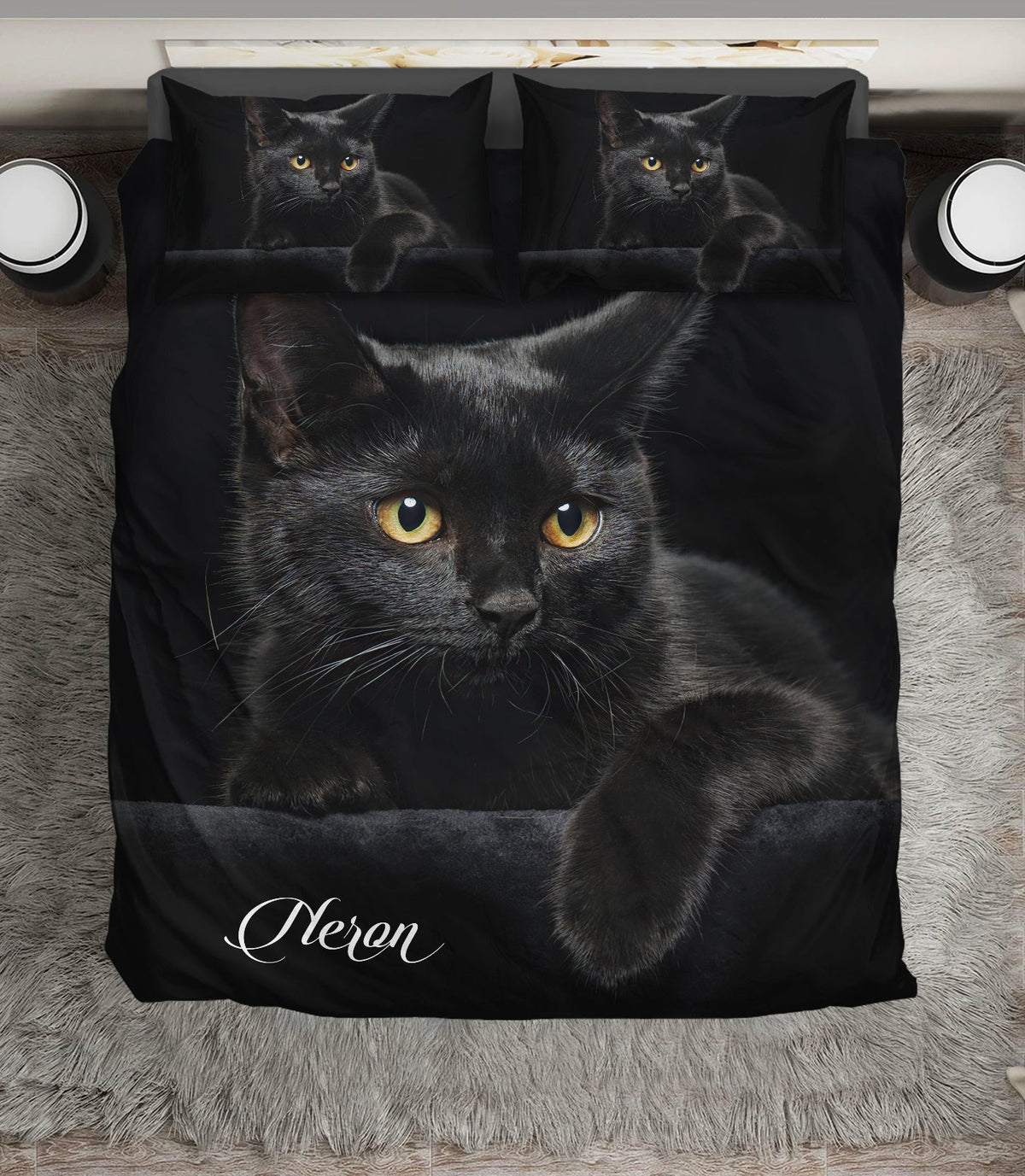 Black Cat Night Bedding Cover For Pet Lover Bedroom Decor