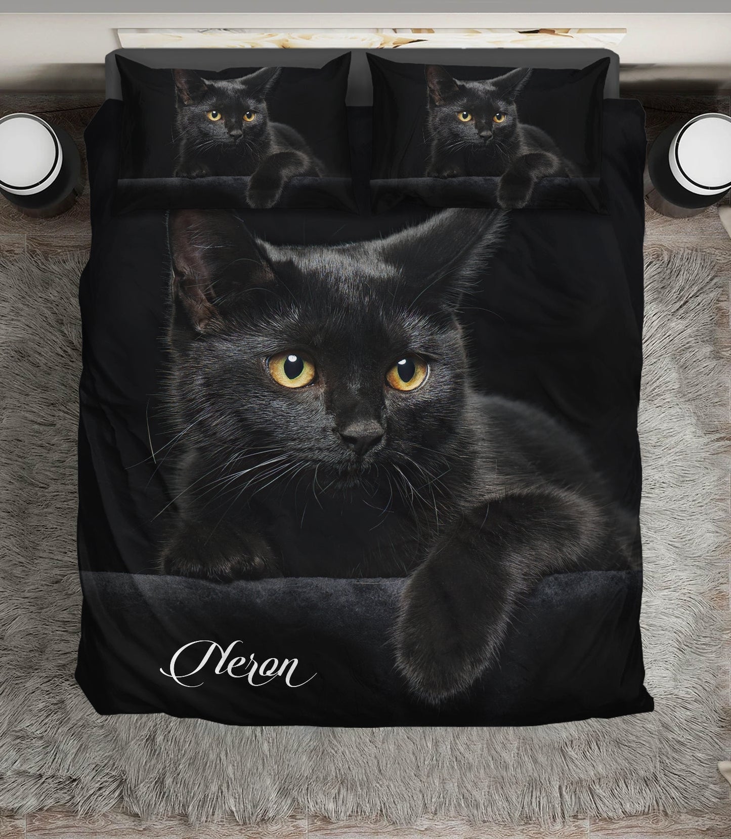 Black Cat Night Bedding Cover For Pet Lover Bedroom Decor