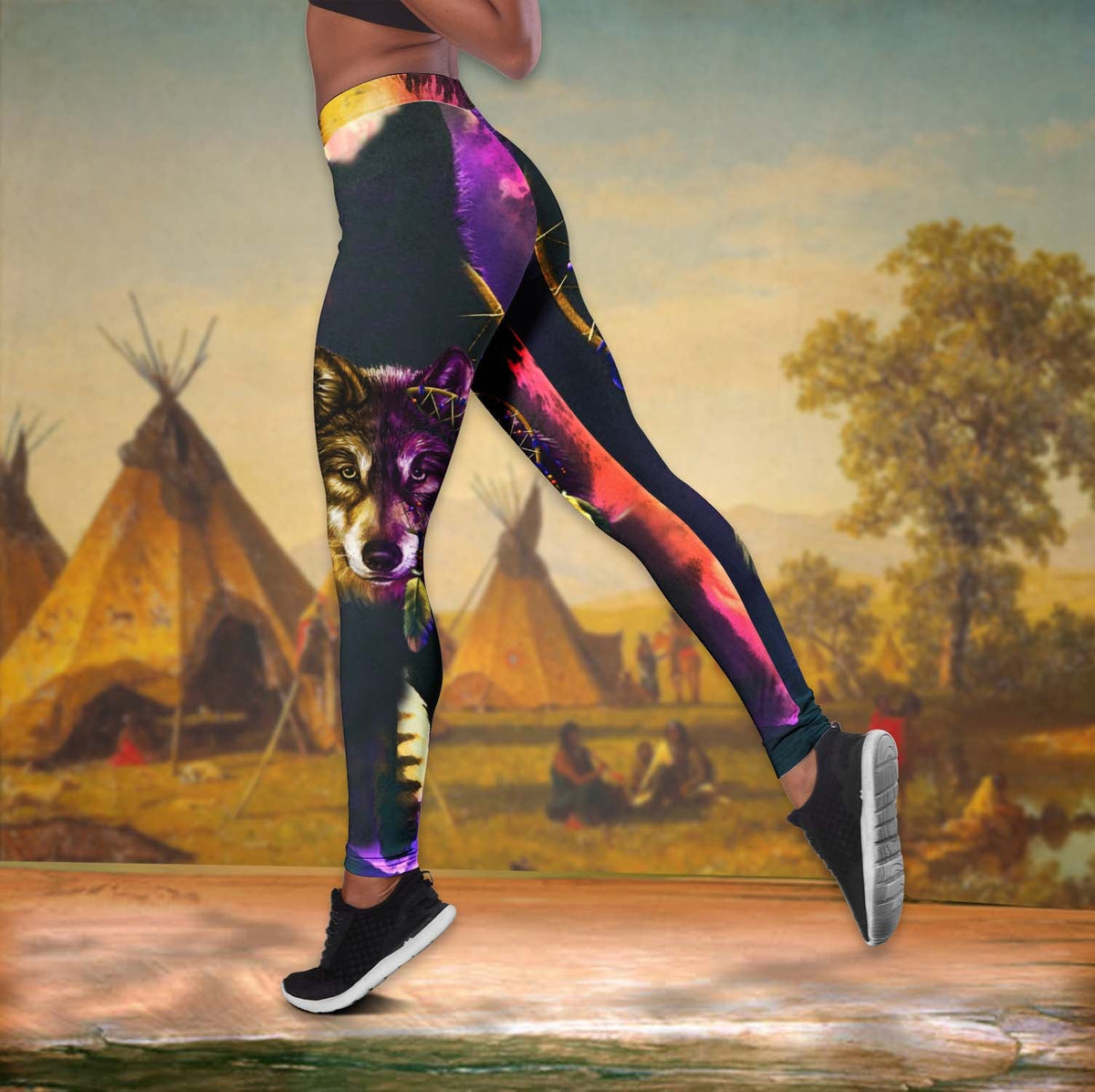 Native Wolf Purple Hollow Tank Top For Yoga Workouts And Casual Wear