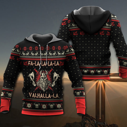 Black Red Viking Warrior Hoodie For Viking Enthusiasts Travel Days And Distinctive Streetwear