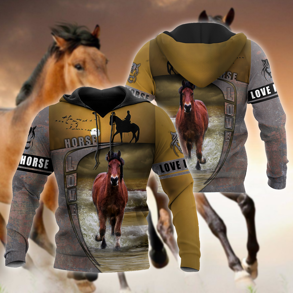 Illustrated Love Horse Hoodie For Western Casual Wear Travel And Thoughtful Gifting