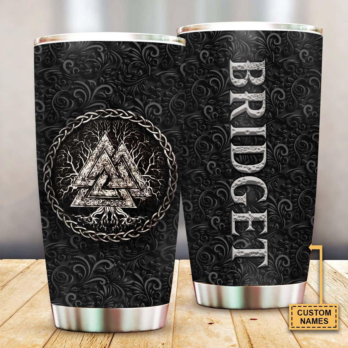 Viking Sign Black Personalized 20 Oz Tumbler For Coffee Travel And Daily Drinks