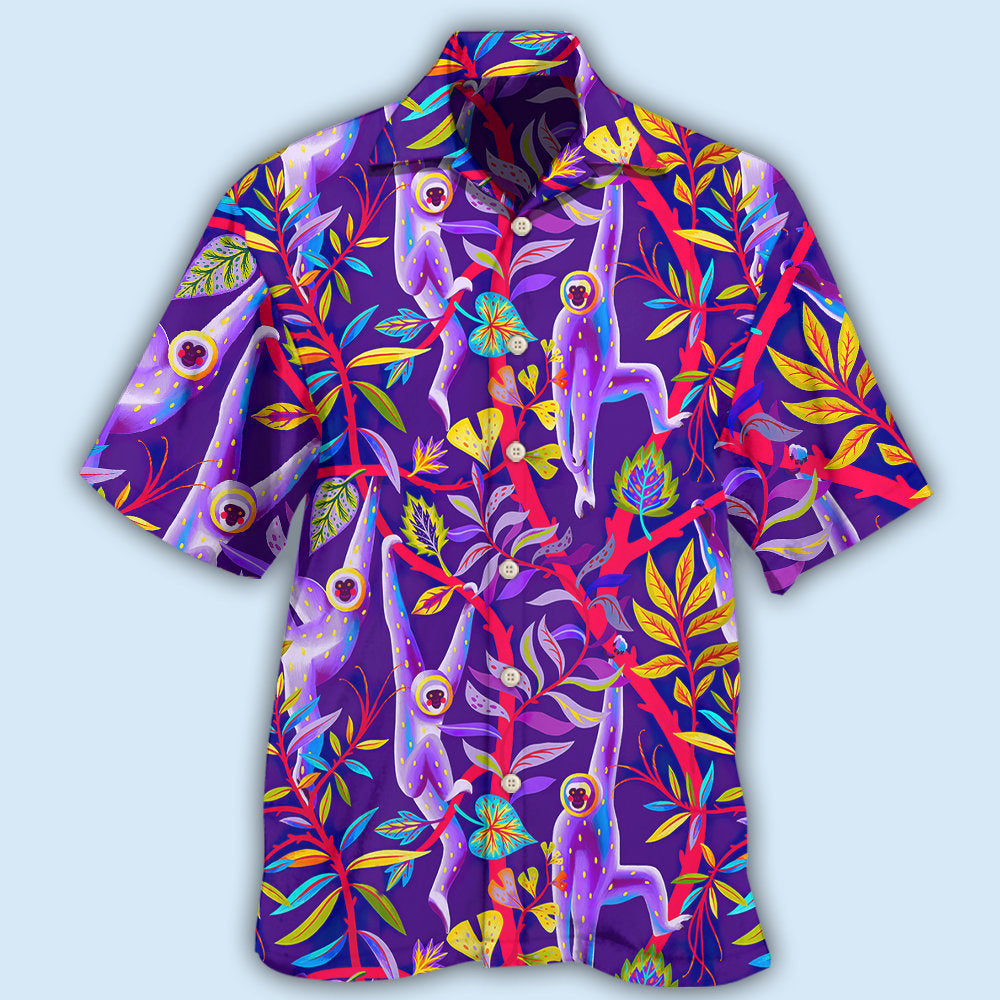 Colorful Monkey Hawaiian Shirt With All Over Print For Island Holidays Summer Parties And Casual Outdoor Wear