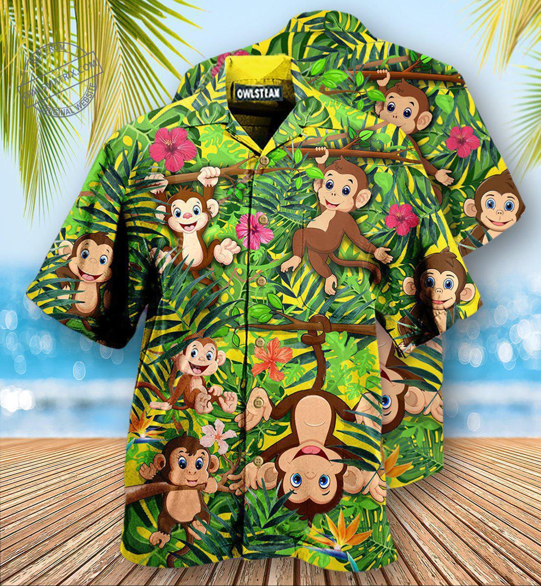 Monkey Spirit Hawaiian Shirt For Coastal Adventures Outdoor Gatherings And Casual Warm Weather Wear