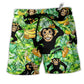 Monkey Loves Banana Troipcal Leaves Hawaiian Beach Shorts For Beach Days And Resort Travel