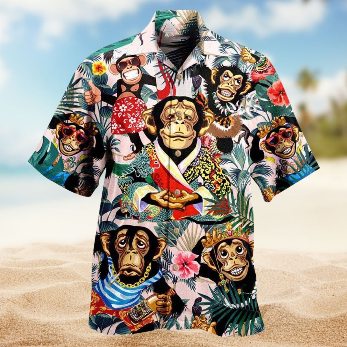Monkey Smile Hawaiian Shirt For Island Vacations, Resort Wear, And Relaxed Seasonal Style