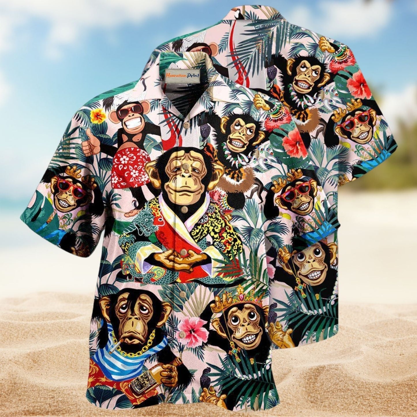 Monkey Smile Hawaiian Shirt For Island Vacations, Resort Wear, And Relaxed Seasonal Style