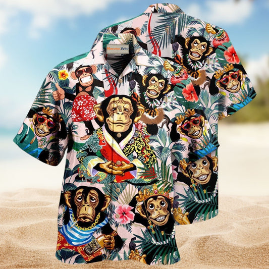 Monkey Smile Hawaiian Shirt For Island Vacations, Resort Wear, And Relaxed Seasonal Style