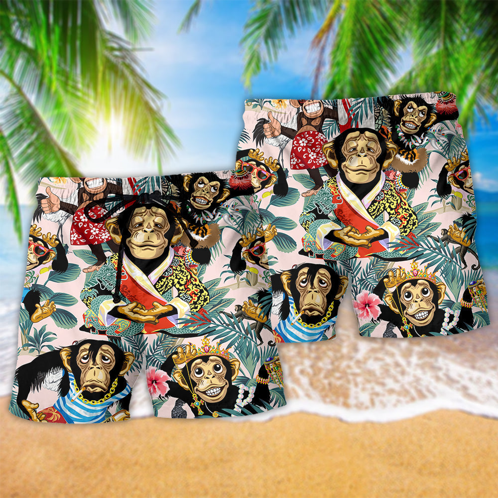 Smiling Monkey Fun Positive Beach Shorts Design View For Summer Events And Coastal Getaways