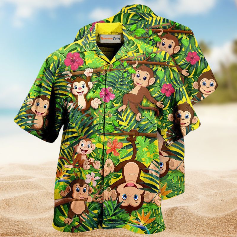 Monkey Spirit Hawaiian Shirt For Coastal Adventures Outdoor Gatherings And Casual Warm Weather Wear
