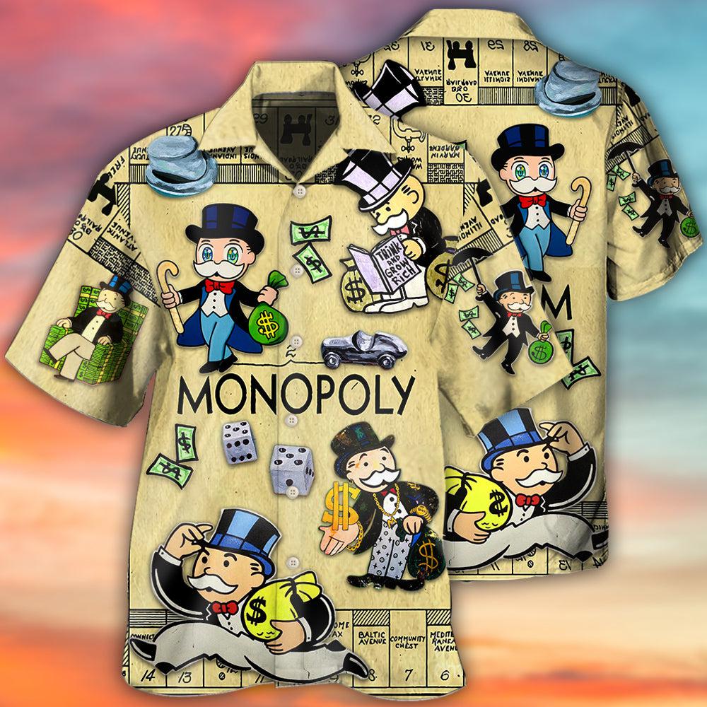 Monopoly Hawaiian Shirt Pattern Detail For Summer Holidays And Outdoor Fun