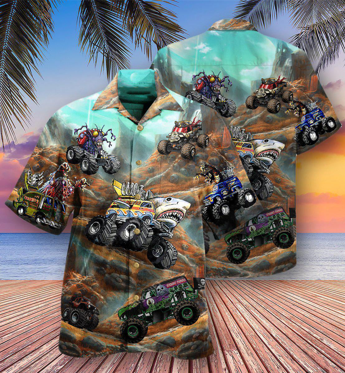 Truck Monster Mountain Play Hawaiian Shirt For Warm Weather Adventures And Everyday Comfort