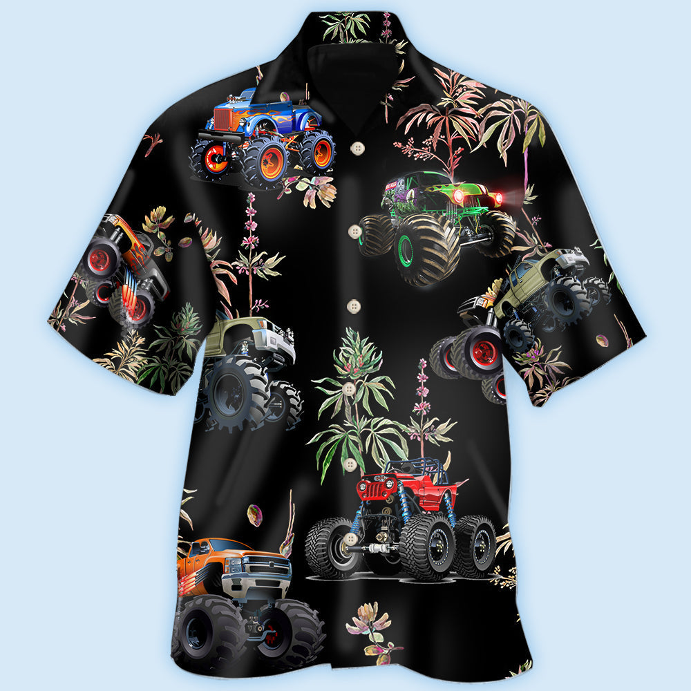 Floral Truck Monster Hawaiian Shirt For Beach Parties And Weekend Getaways