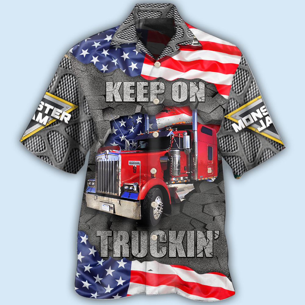 Truck Monster Truckin American Hawaiian Shirt For Beach Parties And Weekend Getaways