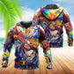 Colorful Moose Wildlife Painting Hoodie For Animal Artwork Fans Seasonal Events And Gift Giving