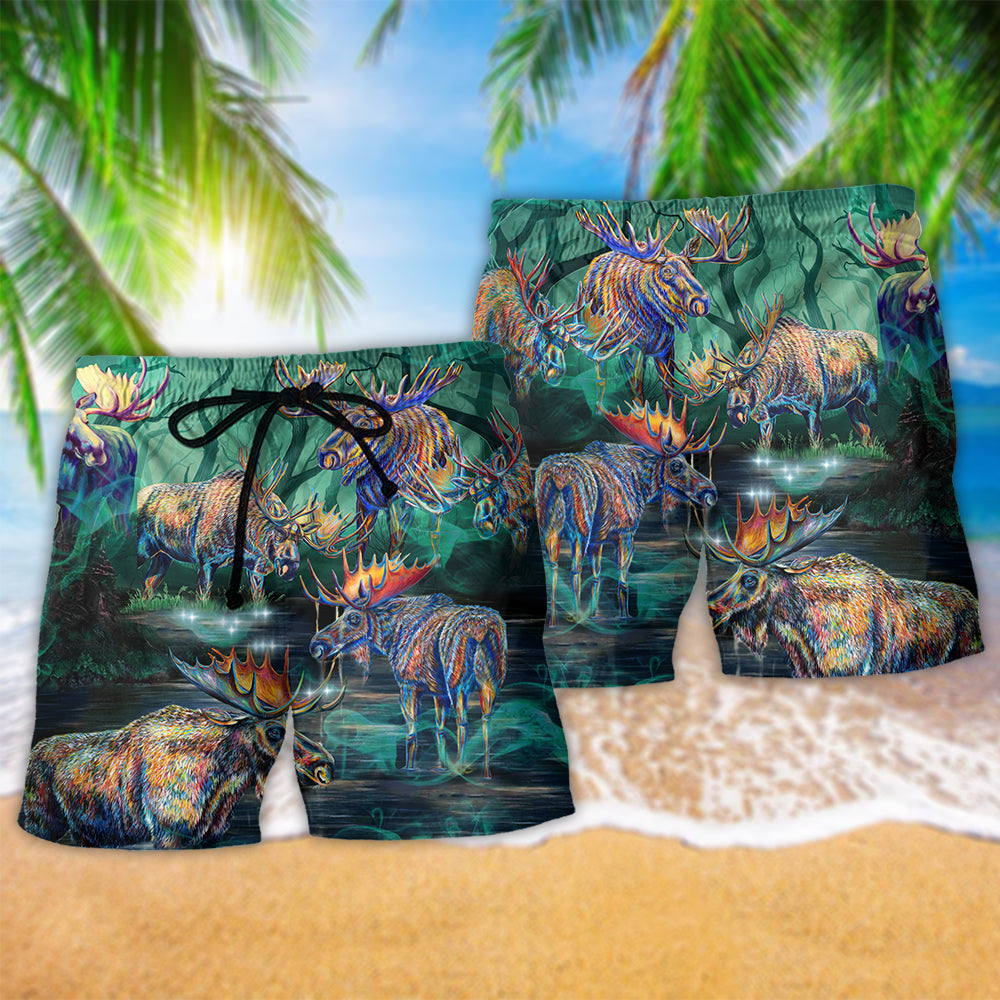 Wild Moose Beach Shorts Pattern Detail For Coastal Leisure And Comfortable Resort Style