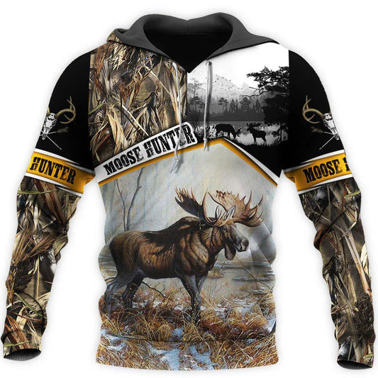 Moose Hunting Hoodie For Nature Trips Casual Streetwear And Comfortable Outfits
