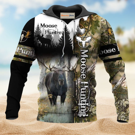 Moose Hunting Outdoor Hoodie For Forest Outings Travel Days And Relaxed Casual Comfort