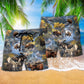 Moose Make Me Happy Hawaiian Print Beach Shorts For Animal Lover Vacation Wear