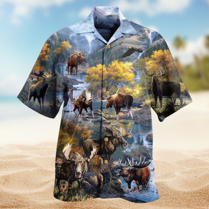 Moose Make Me Happy Hawaiian Shirt For Summer Gatherings Nature Fans And Comfortable Vacation Style