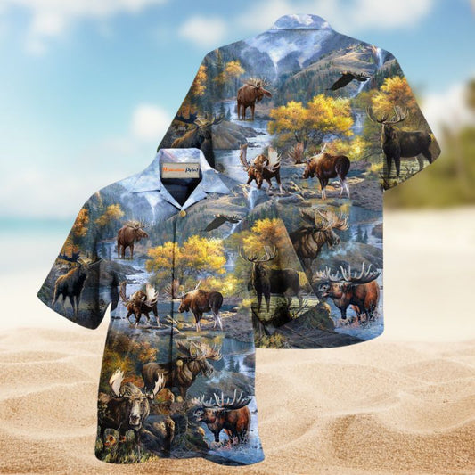 Moose Make Me Happy Hawaiian Shirt For Summer Gatherings Nature Fans And Comfortable Vacation Style
