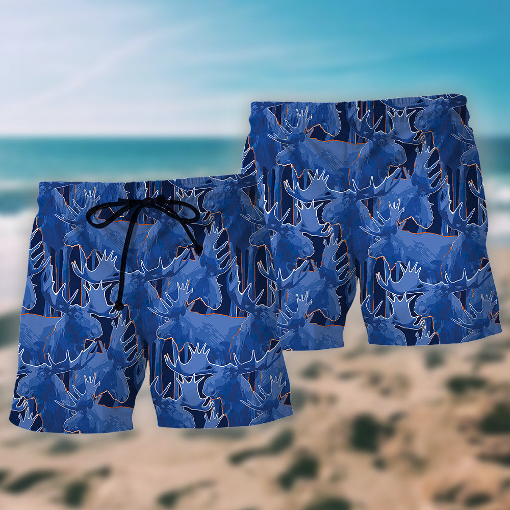 Blue Moose Minimal Color Beach Shorts Pattern View For Resort Days And Outdoor Activities