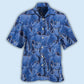 Creative Blue Moose Wildlife Design Hawaiian Shirt For Island Vacations, Resort Wear, And Relaxed Seasonal Style